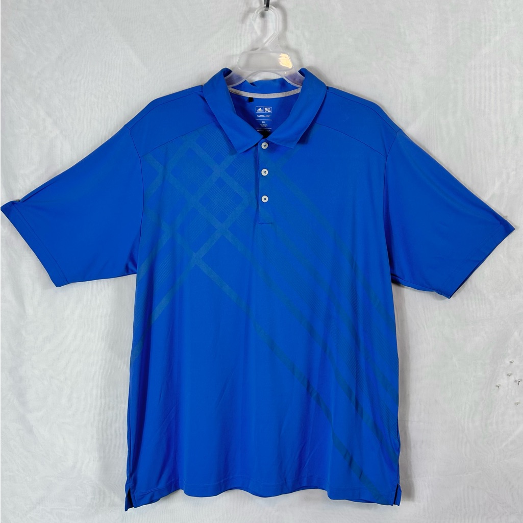 Adidas Mens Golf Polo Blue Short Sleeve Shirt / 2xl